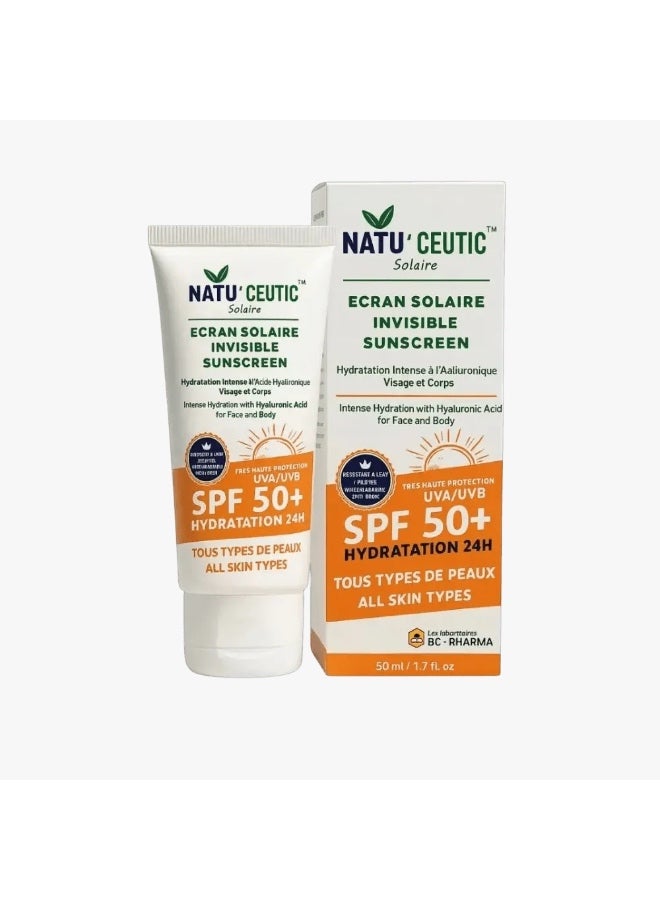 Solaire SPF 50+ Invisible Sunscreen - Hyaluronic Acid, Water Resistant, 50ml